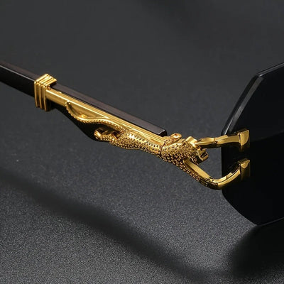 Gold Panther Rimless Sunglasses
