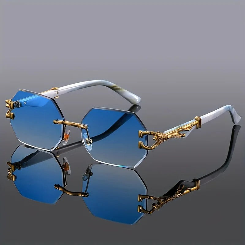 Gold Panther Rimless Sunglasses